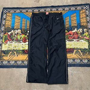 Black nike track pants men Size large orange tag striped baggy flared y2k sports
